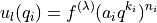u_{l}(q_i) = f^{(\lambda)}( a_i q^{k_i} )^{n_i}