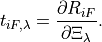 t_{iF,\lambda} = \frac{\partial R_{iF}}{\partial \Xi_{\lambda}}.