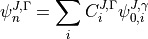 \psi^{J,\Gamma}_{n} = \sum_i C_i^{J, \Gamma} \psi_{0,i}^{J, \gamma}