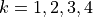 k = 1,2,3,4