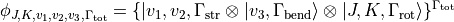\phi_{J,K,v_1,v_2,v_3,\Gamma_{\rm tot}} = \{| v_1, v_2, \Gamma_{\rm str} \otimes  | v_3, \Gamma_{\rm bend} \rangle \otimes | J,K,\Gamma_{\rm rot} \rangle \}^{\Gamma_{\rm tot}}