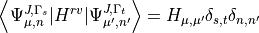 \left< \Psi_{\mu,n}^{J,\Gamma_s} | H^{rv} | \Psi_{\mu',n'}^{J,\Gamma_t} \right>  = H_{\mu,\mu'} \delta_{s,t}\delta_{n,n'}