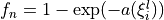 f_n = 1 - \exp(-a(\xi_i^l))