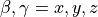 \beta,\gamma=x,y,z